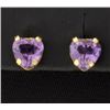 Heart Shaped Amethyst Stud Earrings