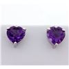 Image 1 : Large Amethyst Heart Stud Earrings