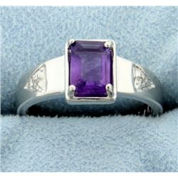 Sleek 1ct Amethyst Ring with Diamonds