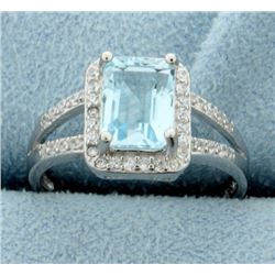 Emerald Cut Blue topaz Ring