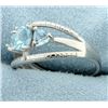 Image 2 : Three Stone Blue Topaz Ring with Diamonds