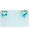 Heart Shaped Sky Blue Topaz Stud Earrings