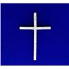 Image 1 : Large White Sapphire Sterling Silver Cross Pendant