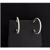 Genuine White Sapphire Pave and Sterling Silver Hoop Earrings