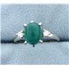 Emerald & Diamond 14k White Gold 3-Stone Ring
