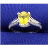 Yellow Sapphire & Diamond 14k White Gold Ring