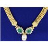 1.50 Carat Oval Diamond with Gem Quality Oval Emerald Necklace