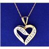 Diamond Heart 10k White & Yellow Gold Pendant with Chain