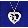 Diamond 14K White Gold Vintage Heart Pendant