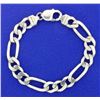 Italian Made Heavy Figaro Sterling Silver Bracelet