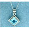 Image 1 : 2ct Blue Topaz with Diamond Pendant and Chain