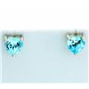 Heart Shaped Sky Blue Topaz Stud Earrings