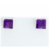 Modern 2ct TW Amethyst Square Cut Stud Earrings