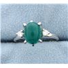 Emerald & Diamond 14k White Gold 3-Stone Ring