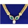 Image 1 : 1.50 Carat Oval Diamond with Gem Quality Oval Emerald Necklace