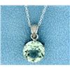 Image 1 : Large Green Amethyst with Diamond Pendant and Chain