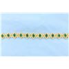 Image 1 : Fabulous Victorian Design Emerald and Diamond Bracelet in 14k Gold