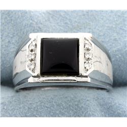 Black Onyx and diamond ring