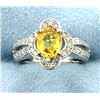 Image 1 : 2.90 ct Yellow Sapphire Oval 14k Ring with Approx. 0.60ct Diamonds
