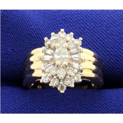 1 Carat Ladies Diamond Cluster ring in 14k Yellow Gold