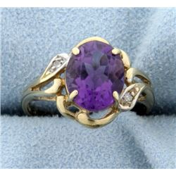 3 ct Amethyst & Diamond Ring