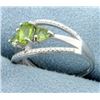 Image 2 : Three Stone Peridot Ring with Diamonds