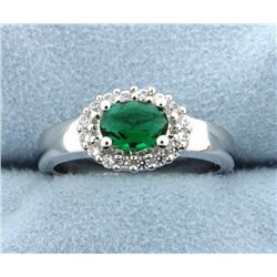 Sterling silver ring with Lab Emerald