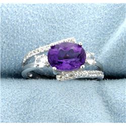 Modern Amethyst Gemstone Ring in Sterling Silver