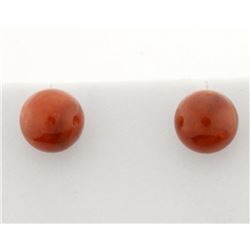 8mm Cornelian Ball Stud Earrings