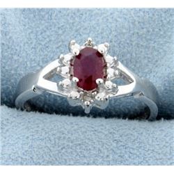 African Ruby ring with diamonds