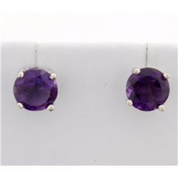 Large Round Amethyst Stud Earrings