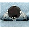 Image 1 : Huge 3.8ct round Garnet Ring with Diamonds