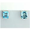 Image 1 : Large Sky Blue Topaz Stud Earrings