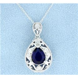 Sterling silver pendant with Lab Tanzanite