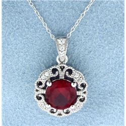 Sterling silver pendant with Lab Ruby