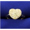 Image 1 : White Sapphire Pave Heart Ring mounted in 14k Yellow Gold over Sterling Silver
