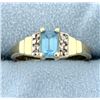 Image 1 : Blue Topaz and Diamond Ring