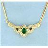 Image 1 : Diamond & Natural Emerald Necklace