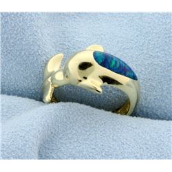 Opal Dolphin Ring in 14K