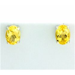 Oval Citrine Stud Earrings