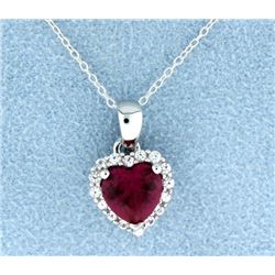 Sterling silver pendant with Lab Ruby