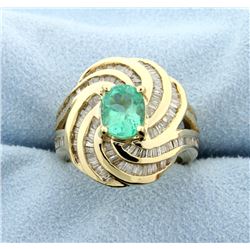 Emerald & Diamond 14k Yellow Gold Ring