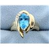 Swiss Blue Topaz & Diamond 14k Ring.