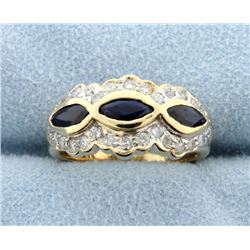 Sapphire & Diamond 14k Yellow Gold Ring