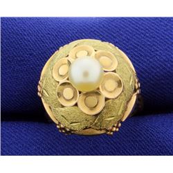 Antique Pearl & Multi Color Gold Ring