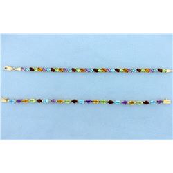 TWO 14k Multi Color Gemstone Bracelets - 20 Carats Total!