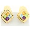 Image 1 : Multi-Color Gemstone 14K French Back Post Earrings