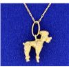 Image 1 : 14K Poodle Dog Pendant with 14K, 18" Chain