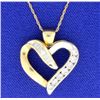 Image 1 : Diamond Heart Pendant With Chain