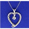 Image 1 : 14K Diamond Heart Pendant & 14K Chain